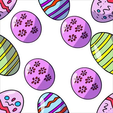 Colorful hand drawn pattern of four Easter eggs 스톡 일러스트