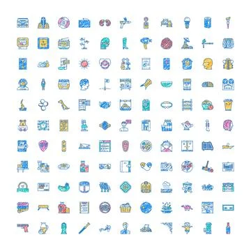 Colorful hand drawn scribble doodle icon collection Stock Illustration