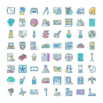 Colorful hand drawn scribble icons collection on white background Stock Illustration