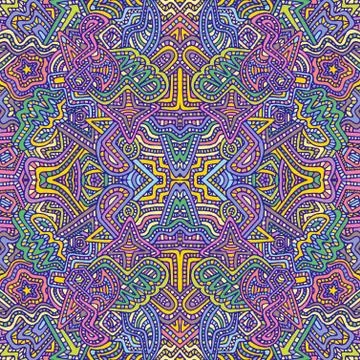 Colorful hand drawn seamless pattern illustration. Stock Illustration