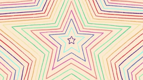 Colorful Hand Drawn Star Pattern Animated Background with Pencil Lines Stockbeeldmateriaal 341806602