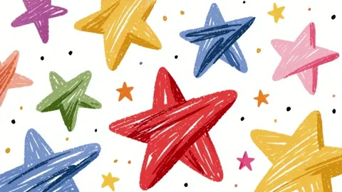 Colorful hand drawn star pattern background with scattered stars and dots s.. Stock Footage 342046045