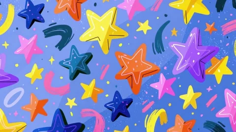 Colorful hand drawn star pattern drifting on blue background, abstract back.. Stock-Footage 342046061