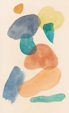 Colorful hand drawn terrazzo pattern in watercolor, beige background Stock Illustration