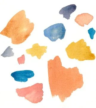Colorful hand drawn terrazzo pattern in watercolor, white background Stock Illustration