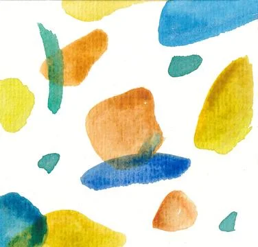 Colorful hand drawn terrazzo pattern in watercolor, white background Stock Illustration