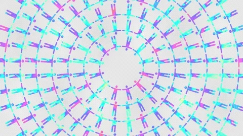 A colorful, hand-in-hand human-shaped pictogram rotating slowly 動画素材 332204542