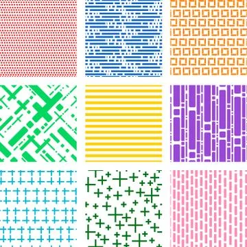 Colorful Hand painted simple rectangular pattern variation set 스톡 일러스트