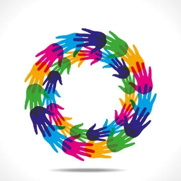 Colorful hand round background vector Stock Illustration