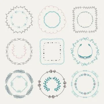Colorful Hand Sketched Frames, Borders, Design Elements Stockillustratie
