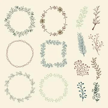 Colorful Hand Sketched Frames, Borders, Design Elements Stock Illustration