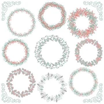 Colorful Hand Sketched Rustic Frames, Borders, Corners Stock Illustration