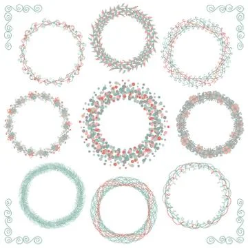 Colorful Hand Sketched Rustic Frames, Borders, Corners Stock Illustration