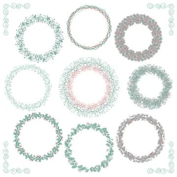 Colorful Hand Sketched Rustic Frames, Borders, Corners Stock Illustration