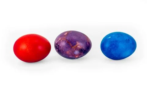 Colorful handmade easter eggs isolated on a white background Stock Photos