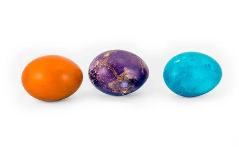 Colorful handmade easter eggs isolated on a white background Stock Photos