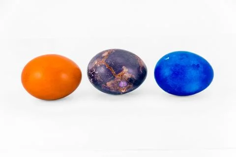 Colorful handmade easter eggs isolated on a white background Stock Photos