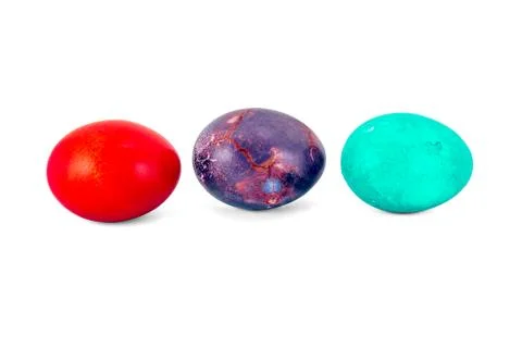 Colorful handmade easter eggs isolated on a white background Stock Photos