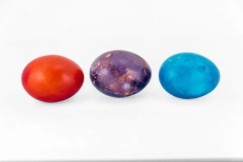 Colorful handmade easter eggs isolated on a white background Stock Photos