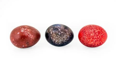 Colorful handmade easter eggs isolated on a white background Stock Photos