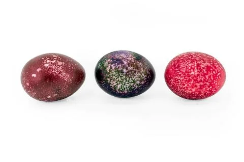 Colorful handmade easter eggs isolated on a white background Stock Photos