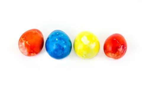 Colorful handmade easter eggs isolated on a white background Stock Photos