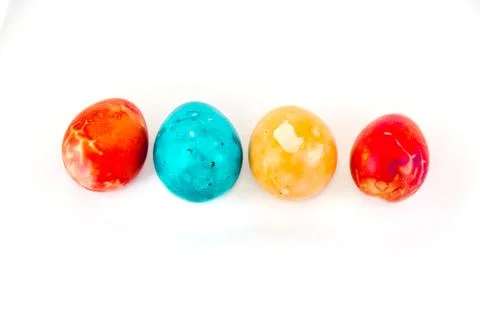 Colorful handmade easter eggs isolated on a white background Stock Photos