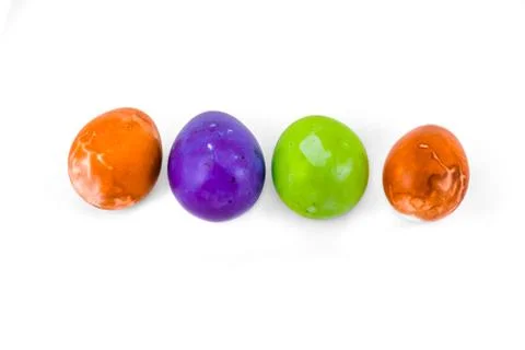 Colorful handmade easter eggs isolated on a white background Stock Photos