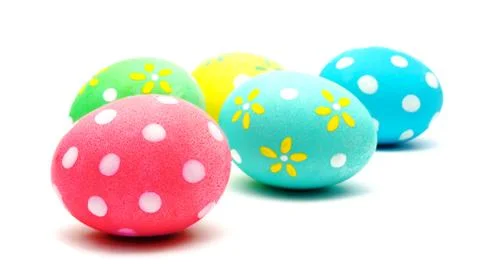 Colorful handmade easter eggs isolated Stock Photos