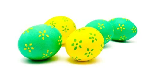 Colorful handmade easter eggs isolated Stock Photos