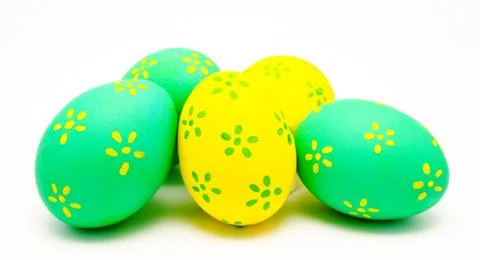 Colorful handmade easter eggs isolated Stock Photos