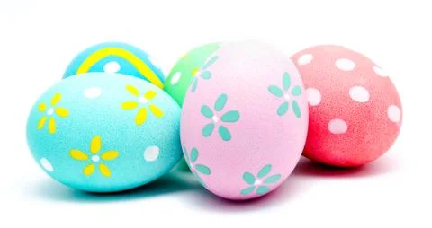 Colorful handmade easter eggs isolated Foto stock