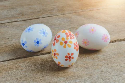 Colorful handmade easter eggs Stock Photos