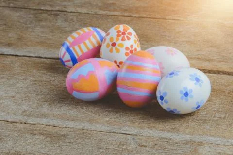 Colorful handmade easter eggs Stock Photos