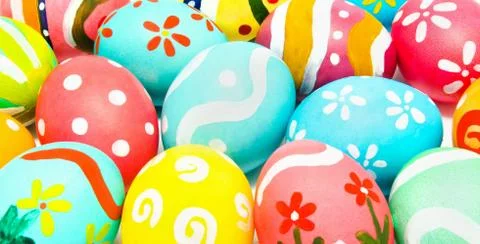 Colorful handmade easter eggs Stock Photos