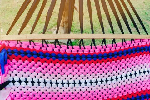 Colorful of handmade hammock.  Pattern Background, these handmad Foto stock