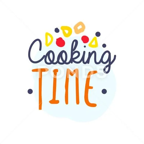 Colorful handmade text logo for cooking food club Stock Illustration