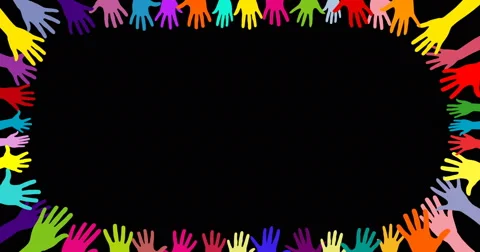 Colorful hands with black background (4k) Stock Footage 60616401