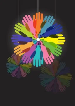 Colorful hands circle Stock Illustration