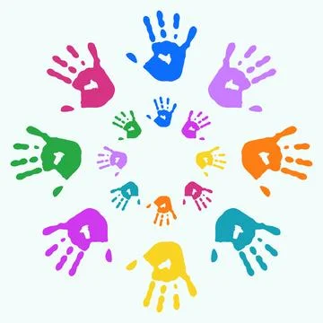 Colorful hands in circle position vector illustration Stock Illustration