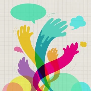 Colorful hands communication Stock Illustration