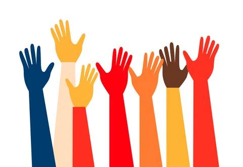 Colorful hands flat vector illustration Stock Illustration