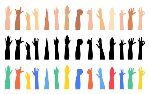 Colorful Hands Up Stock Illustration