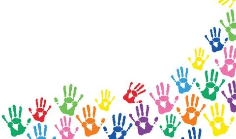 Colorful hands prints background Stock Illustration