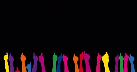 Colorful hands with thumbs up in a row (4k) Stock Footage 64157212