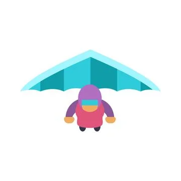 Colorful hang glider pilot soaring through sky Illustrazione stock