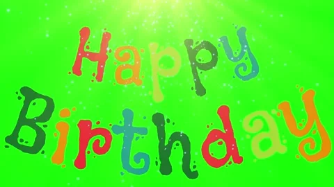 Colorful happy birthday text animation with green background Stock Footage 337445853