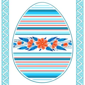 Colorful Happy Easter Egg for greeting card folk Stock Illustration
