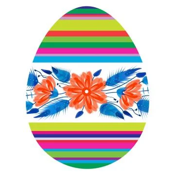 Colorful Happy Easter Egg for greeting card folk Stock Illustration