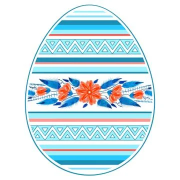 Colorful Happy Easter Egg for greeting card folk Stock Illustration